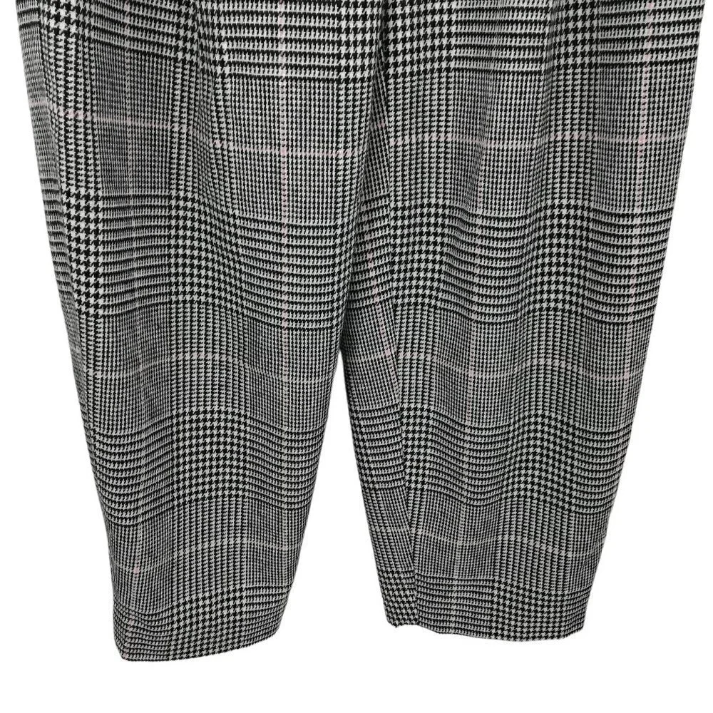 J Crew High Rise Tapered Pleated Plaid Wool Blend Pants Size 00 Houndstooth